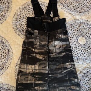 Obermeyer Black and Gray Plaid Ski Bib